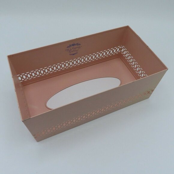 Simply Shabby Chic Tissue Box Cover Pink Rose Flower Floral Metal Rachel Ashwell - Picture 7 of 10